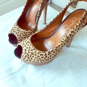 Jessica Simpson Cheetah Print Slingback Heels sz 8